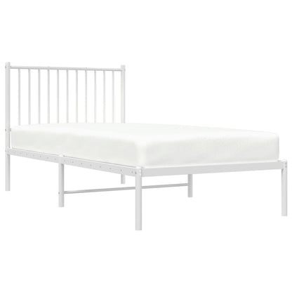Metal Bed Frame without Mattress with Headboard White 90x190cm