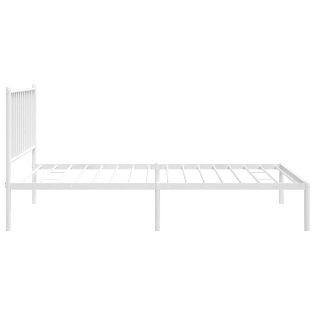 Metal Bed Frame without Mattress with Headboard White 100x190cm