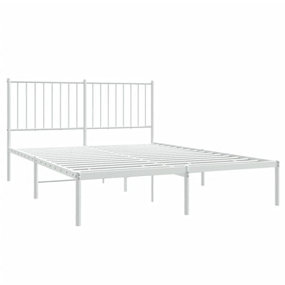 Metal Bed Frame without Mattress with Headboard White 140x190cm
