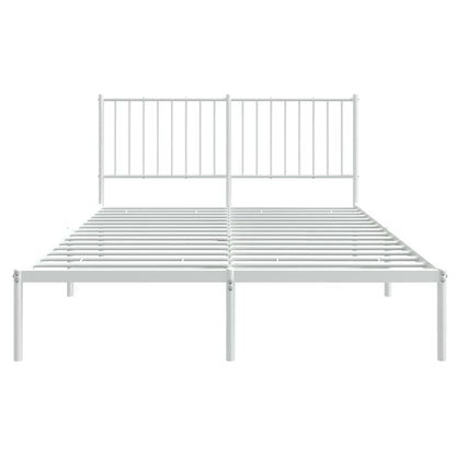 Metal Bed Frame without Mattress with Headboard White 140x190cm
