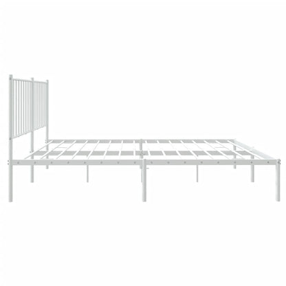 Metal Bed Frame without Mattress with Headboard White 140x190cm