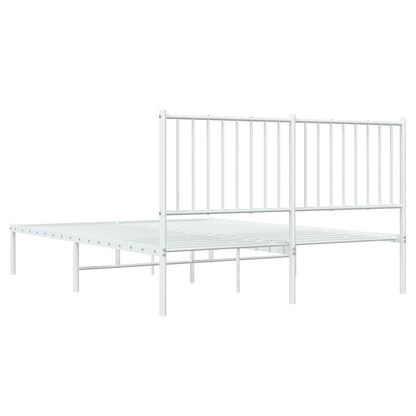Metal Bed Frame without Mattress with Headboard White 140x190cm