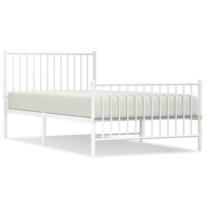 Metal Bed Frame without Mattress with Footboard White 100x200cm