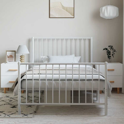 Metal Bed Frame without Mattress with Footboard White 100x200cm