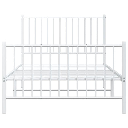 Metal Bed Frame without Mattress with Footboard White 100x200cm