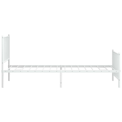 Metal Bed Frame without Mattress with Footboard White 100x200cm