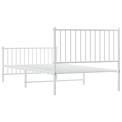 Metal Bed Frame without Mattress with Footboard White 100x200cm