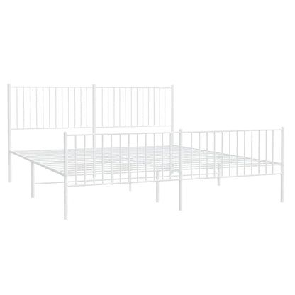 Metal Bed Frame without Mattress with Footboard White 193x203cm