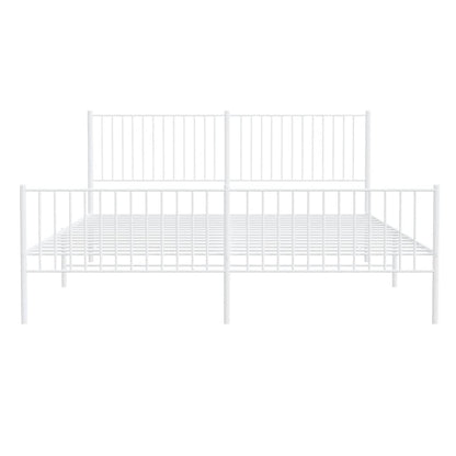 Metal Bed Frame without Mattress with Footboard White 193x203cm