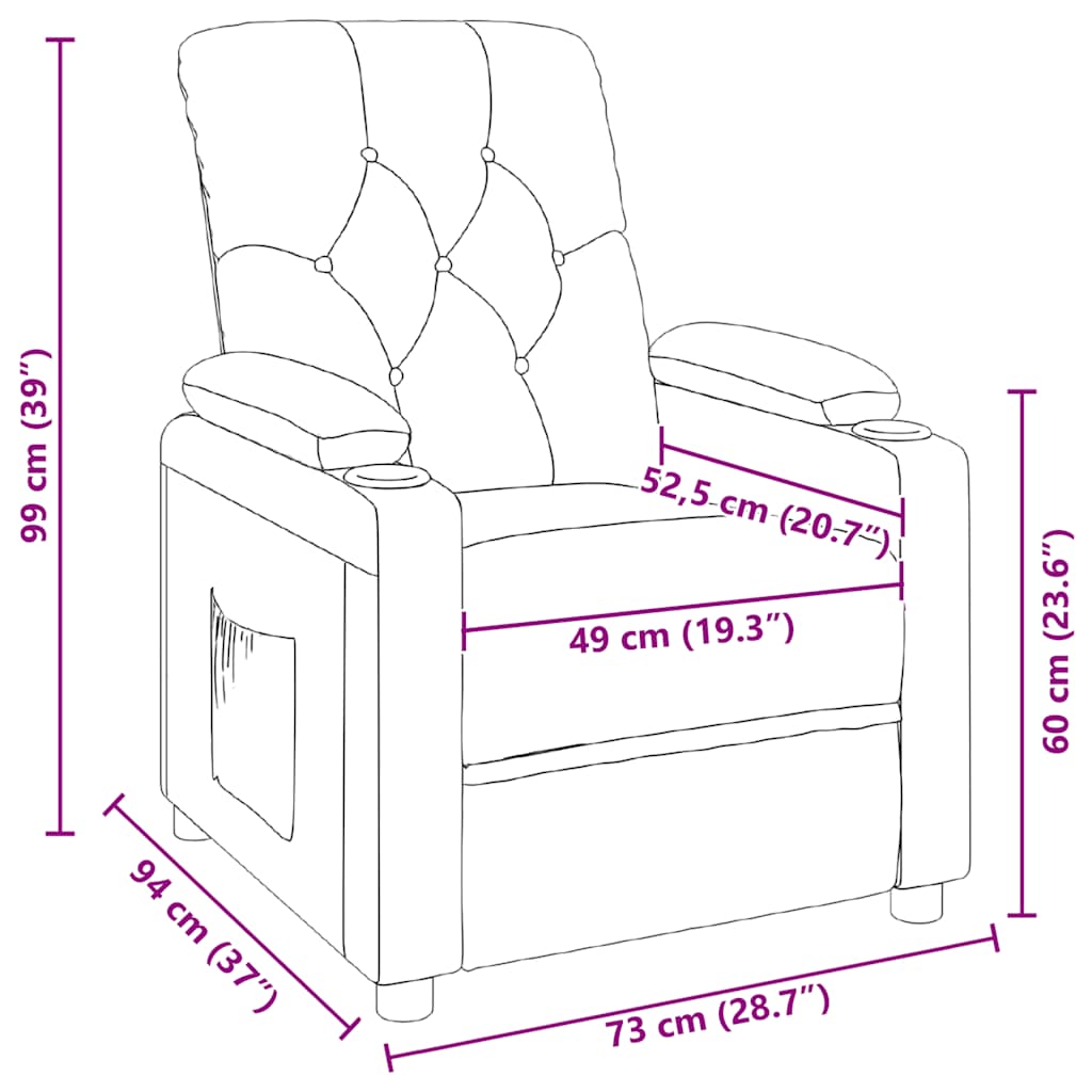 Recliner Chair Dark Grey Fabric