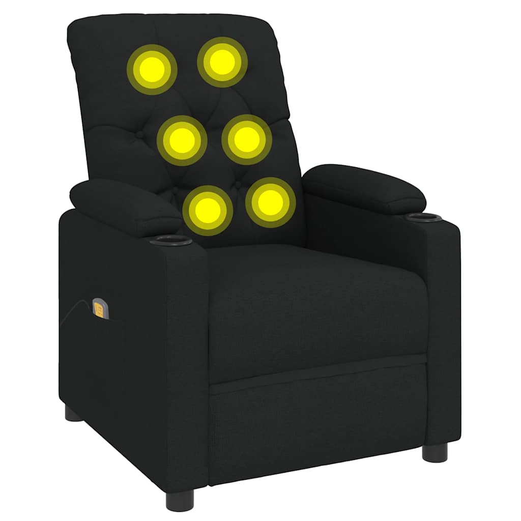 Massage Recliner Chair Black Fabric
