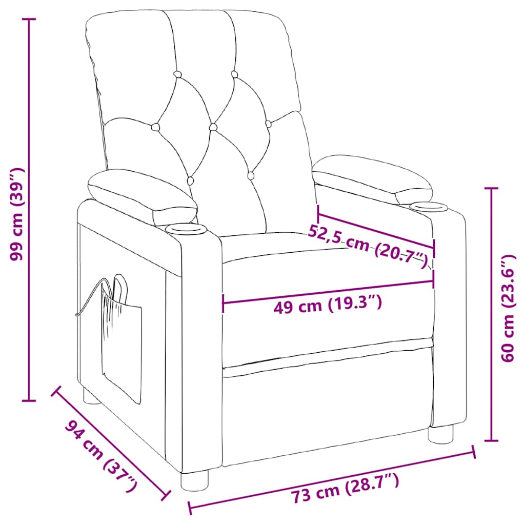 Massage Recliner Chair Black Fabric
