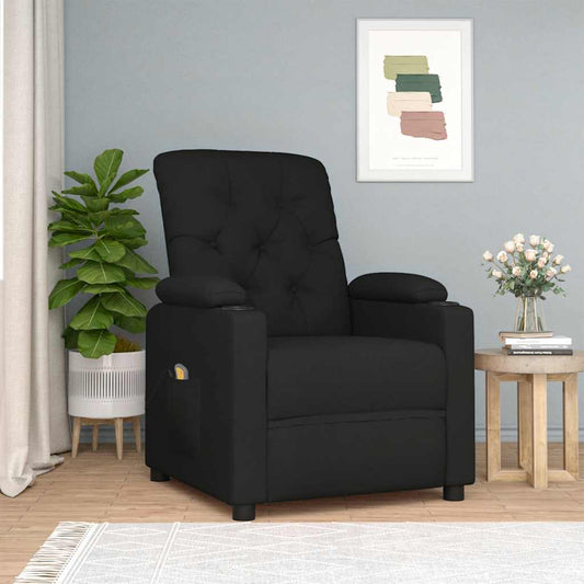 Massage Recliner Chair Black Fabric