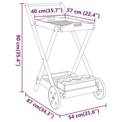 Tea Trolley 54x87x90 cm Solid Wood Acacia