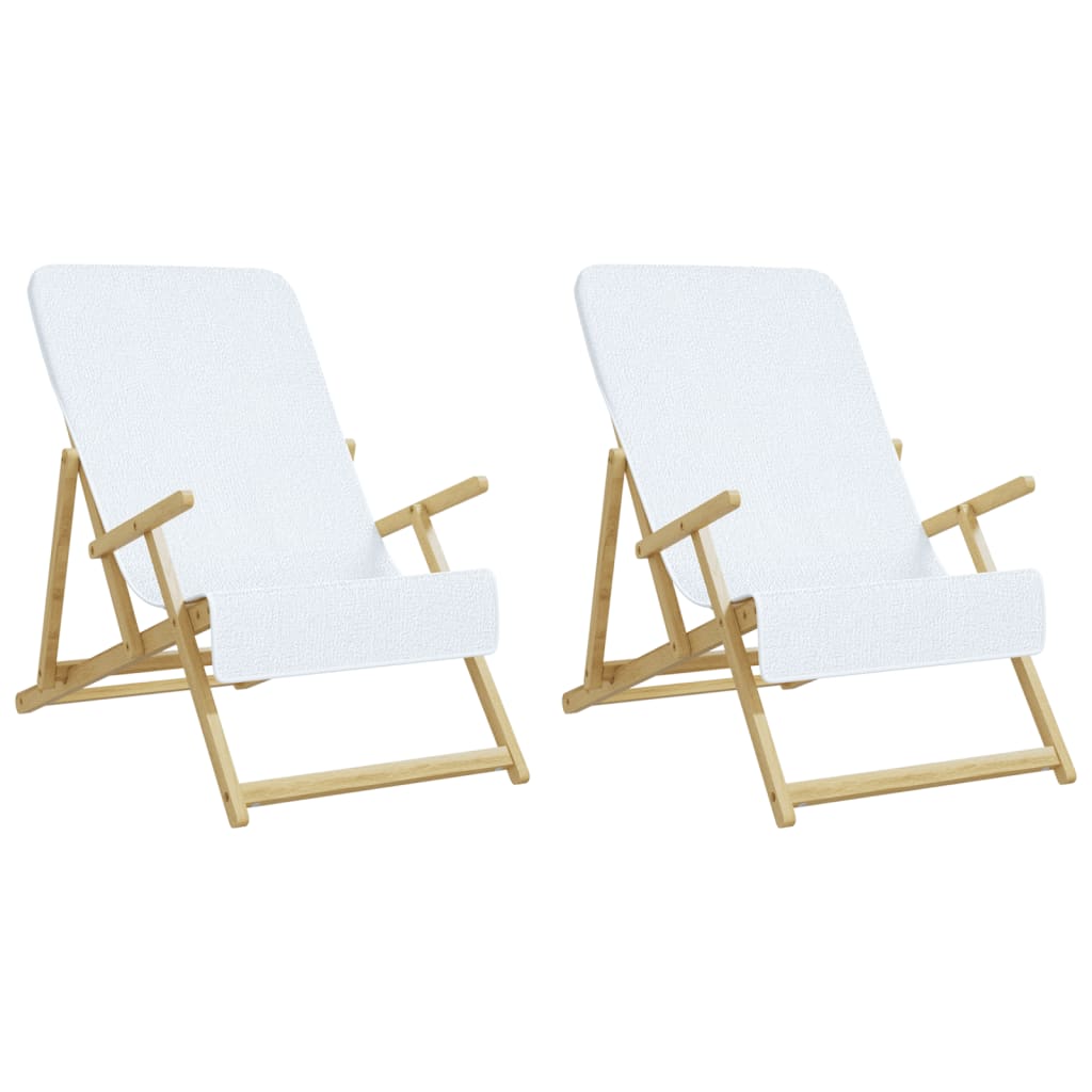 Beach Towels 2 pcs White 60x135 cm Fabric 400 GSM