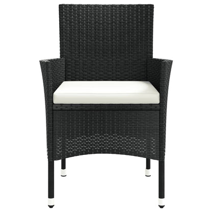 Garden Chairs with Cushions 2 pcs Black Poly Rattan (UK/IE/FI/NO only)