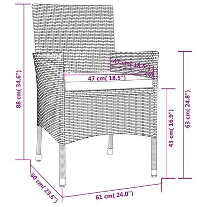 Garden Chairs with Cushions 2 pcs Black Poly Rattan (UK/IE/FI/NO only)