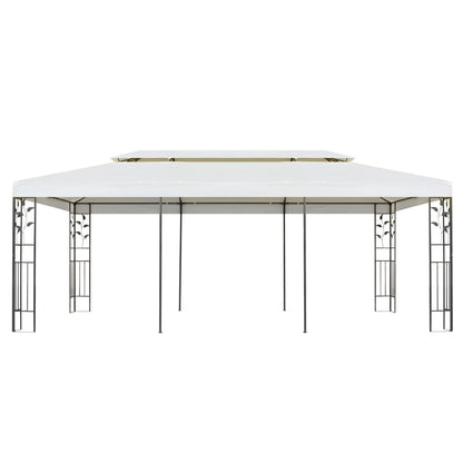 Gazebo with Double Roof White 6x3 m Steel