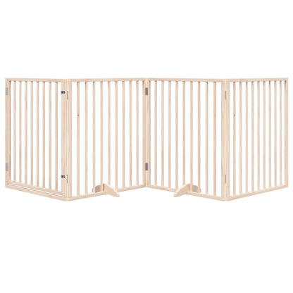 Dog Gate with Door Foldable 4 Panels 320 cm Poplar Wood
