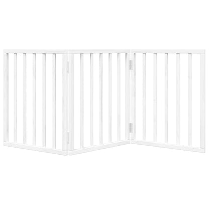 Dog Gate Foldable 3 Panels White 150 cm Poplar Wood