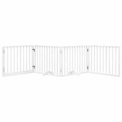 Dog Gate with Door Foldable 4 Panels White 320 cm Poplar Wood