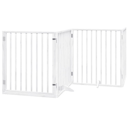 Dog Gate with Door Foldable 4 Panels White 320 cm Poplar Wood
