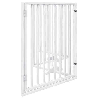 Dog Gate with Door Foldable 4 Panels White 320 cm Poplar Wood