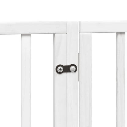 Dog Gate with Door Foldable 4 Panels White 320 cm Poplar Wood
