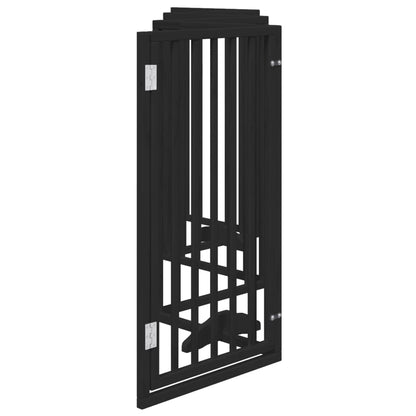 Dog Gate with Door Foldable 6 Panels Black 300 cm Poplar Wood