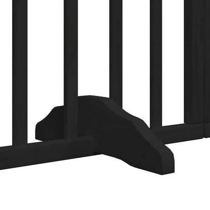 Dog Gate with Door Foldable 6 Panels Black 300 cm Poplar Wood