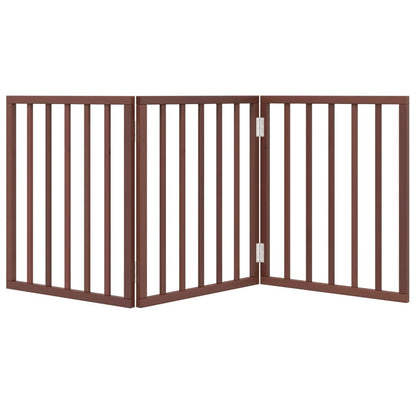 Dog Gate Foldable 3 Panels Brown 150 cm Poplar Wood