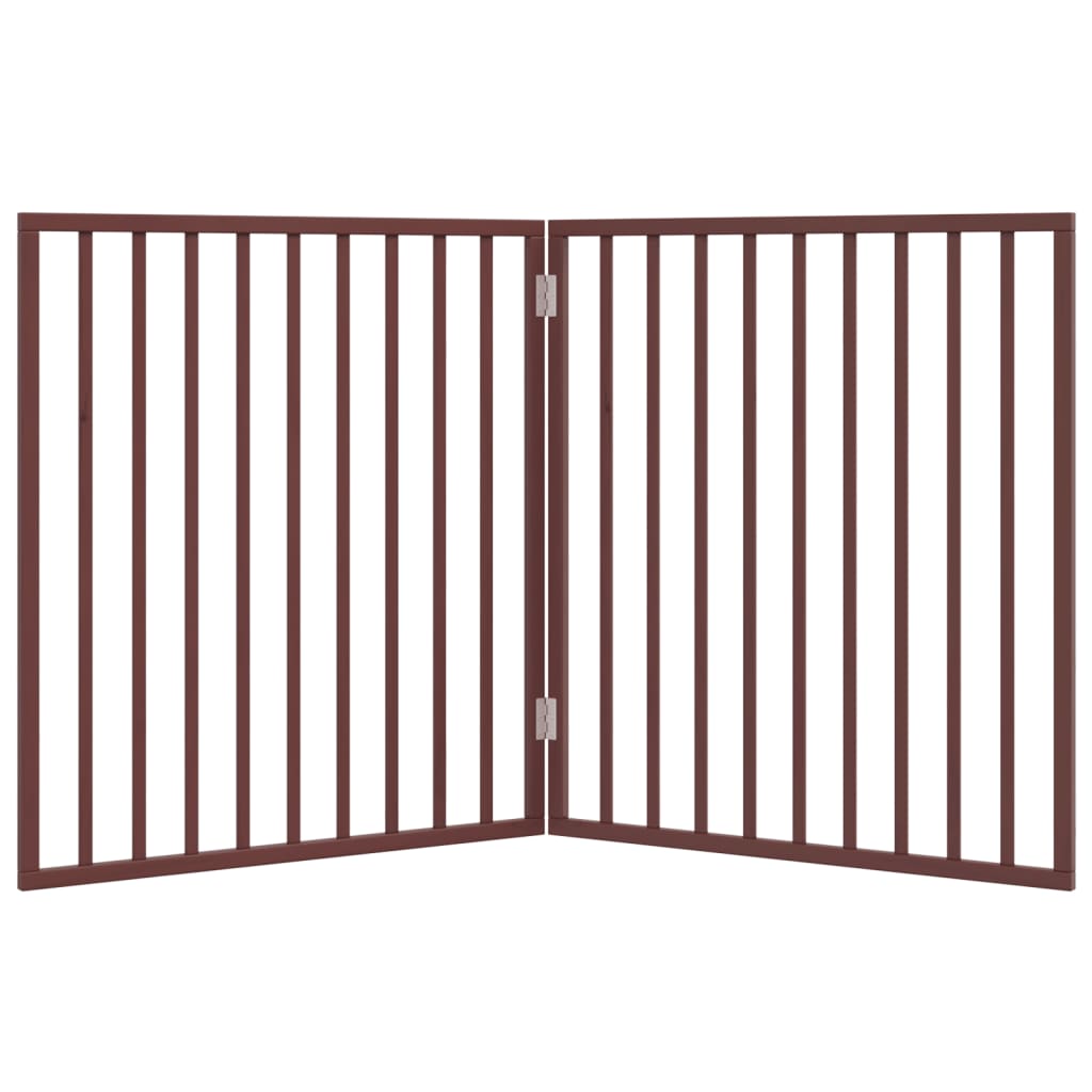 Dog Gate Foldable 2 Panels Brown 160 cm Poplar Wood