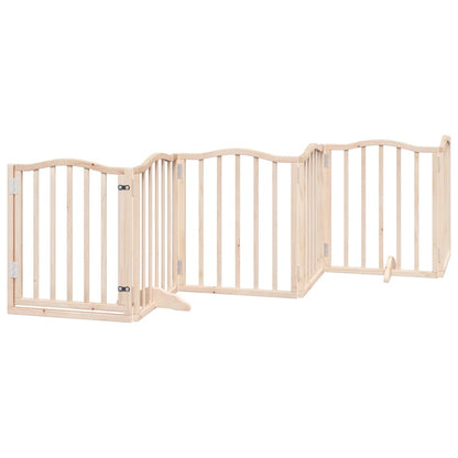 Dog Gate with Door Foldable 6 Panels 300 cm Poplar Wood
