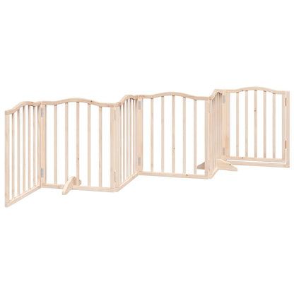 Dog Gate with Door Foldable 6 Panels 300 cm Poplar Wood