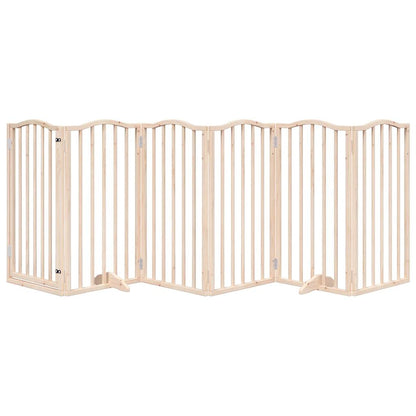 Dog Gate with Door Foldable 6 Panels 300 cm Poplar Wood