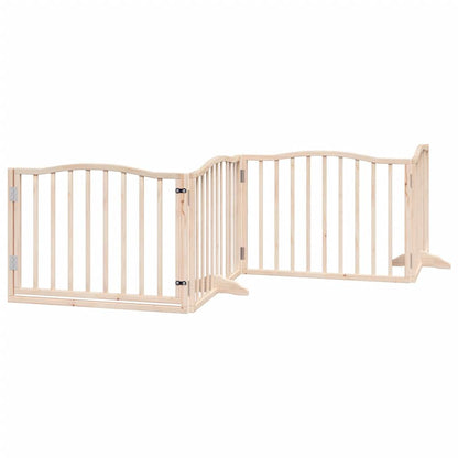Dog Gate with Door Foldable 4 Panels 320 cm Poplar Wood