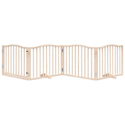 Dog Gate with Door Foldable 4 Panels 320 cm Poplar Wood