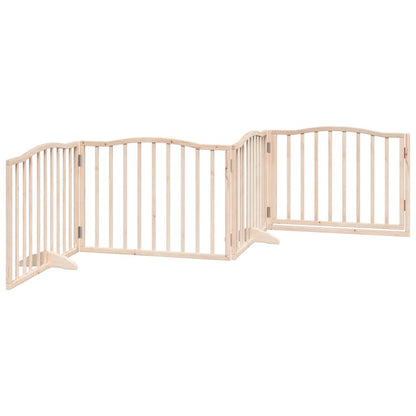 Dog Gate with Door Foldable 4 Panels 320 cm Poplar Wood