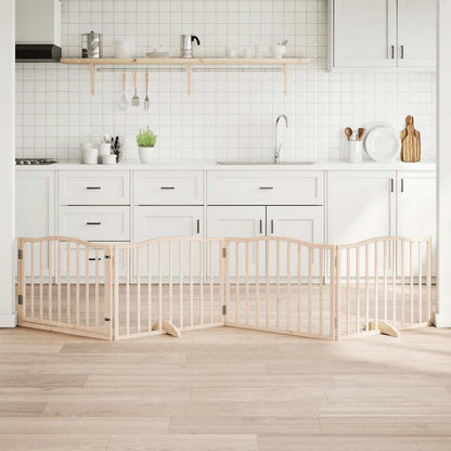 Dog Gate with Door Foldable 4 Panels 320 cm Poplar Wood