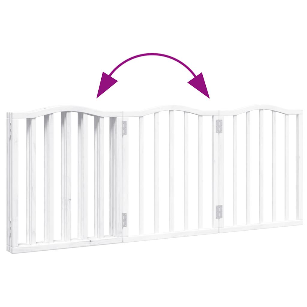 Dog Gate Foldable 3 Panels White 150 cm Poplar Wood