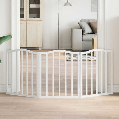 Dog Gate Foldable 3 Panels White 150 cm Poplar Wood