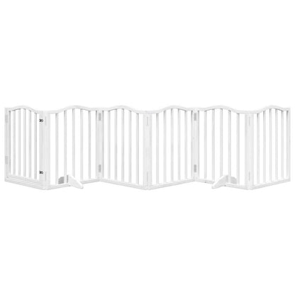 Dog Gate with Door Foldable 6 Panels White 300 cm Poplar Wood