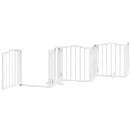 Dog Gate with Door Foldable 6 Panels White 300 cm Poplar Wood