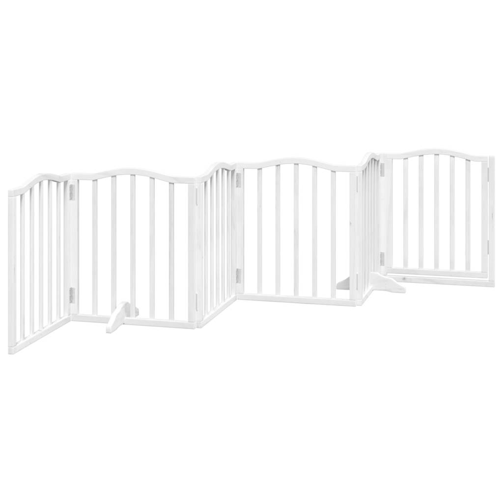 Dog Gate with Door Foldable 6 Panels White 300 cm Poplar Wood