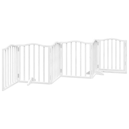 Dog Gate with Door Foldable 6 Panels White 300 cm Poplar Wood