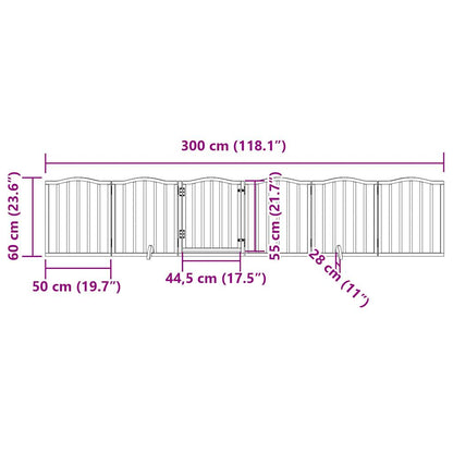 Dog Gate with Door Foldable 6 Panels White 300 cm Poplar Wood