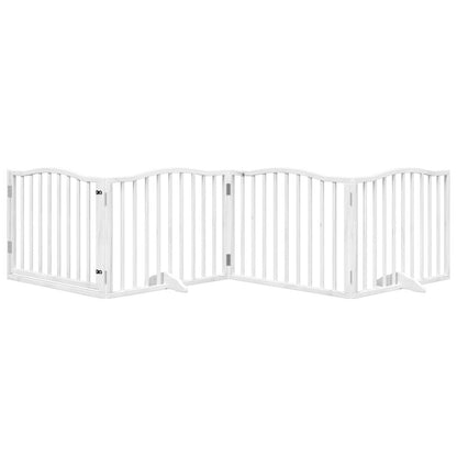 Dog Gate with Door Foldable 4 Panels White 320 cm Poplar Wood