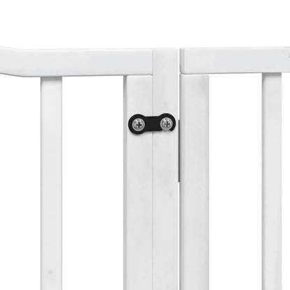 Dog Gate with Door Foldable 4 Panels White 320 cm Poplar Wood