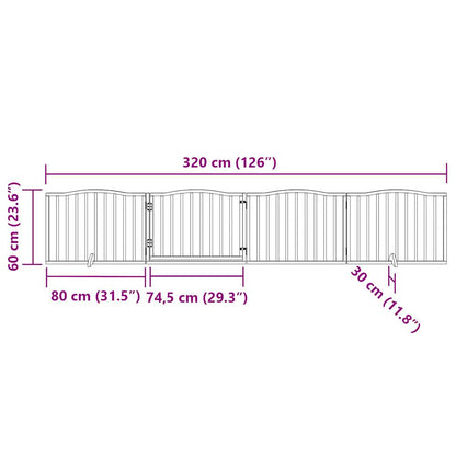 Dog Gate with Door Foldable 4 Panels White 320 cm Poplar Wood
