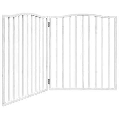 Dog Gate with Door Foldable 4 Panels White 320 cm Poplar Wood